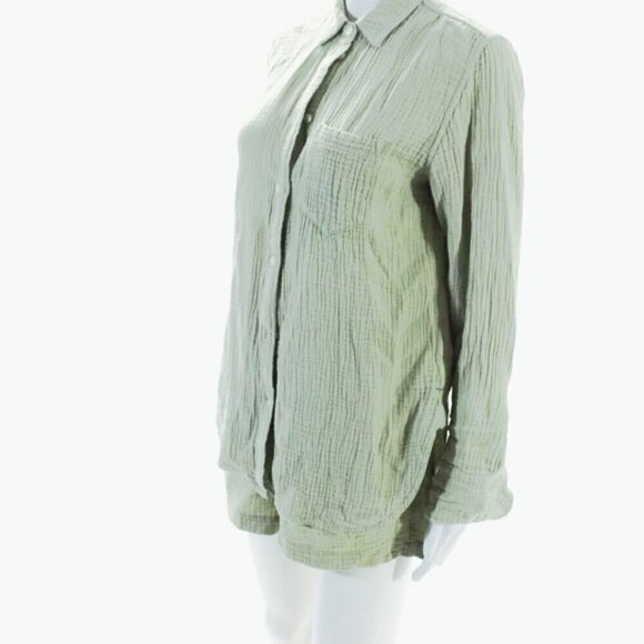 J.Crew Sage Green Gauze Shirt & Pull-On Short Set XS - Picture 2 of 9